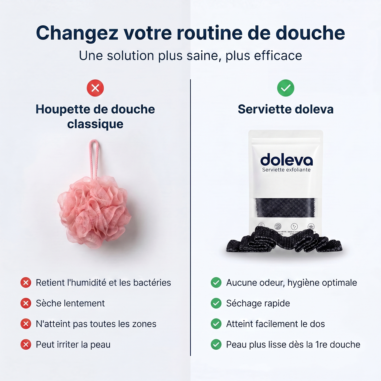 Serviette de douche exfoliante Doleva